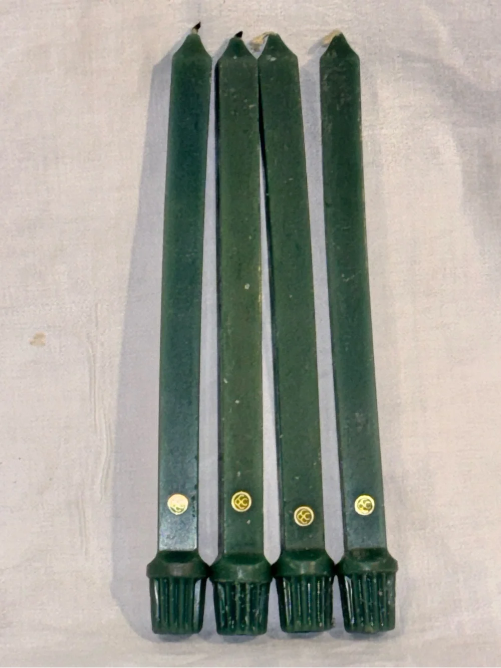 Vintage Colonial Candle Cape Cod Green Square Taper Candles 10” Set of 4